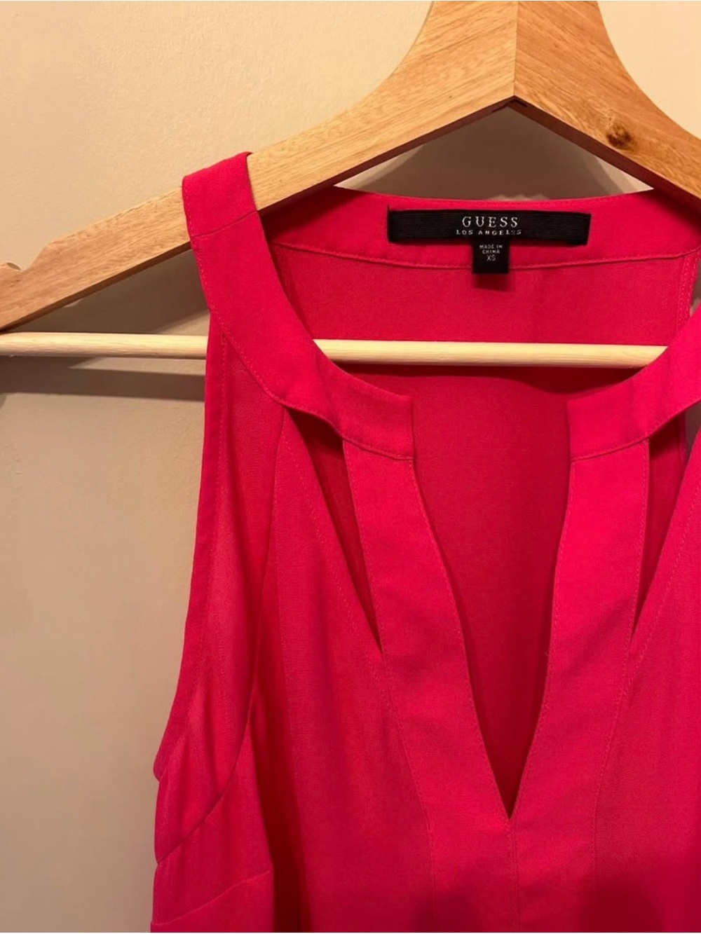 GUESS Hot Pink V-Neck Sleeveless Dress